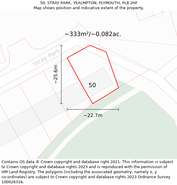 50, STRAY PARK, YEALMPTON, PLYMOUTH, PL8 2HF: Plot and title map