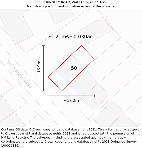 50, STRINGHEY ROAD, WALLASEY, CH44 1EQ: Plot and title map