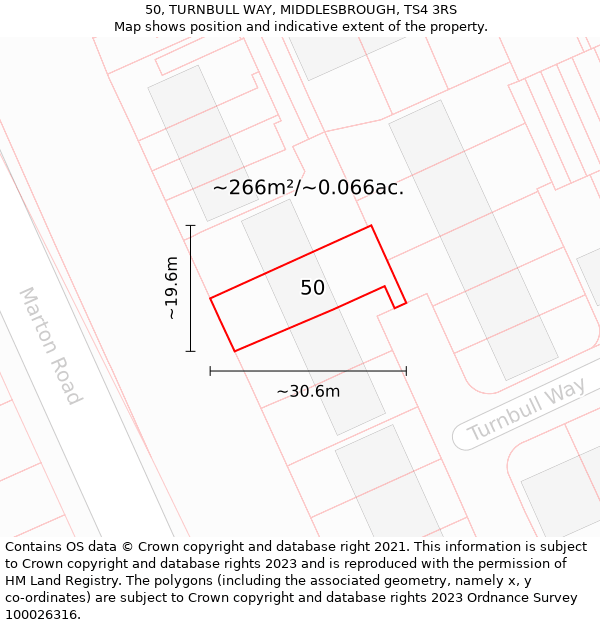 50, TURNBULL WAY, MIDDLESBROUGH, TS4 3RS: Plot and title map