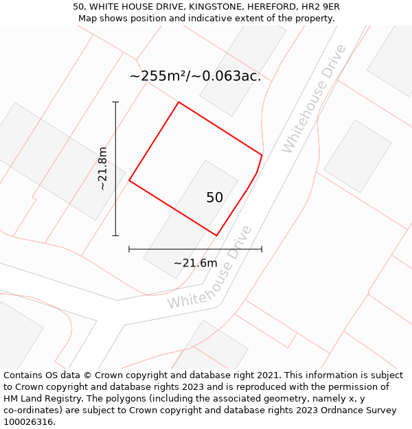 50, WHITE HOUSE DRIVE, KINGSTONE, HEREFORD, HR2 9ER: Plot and title map