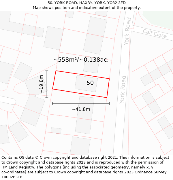 50, YORK ROAD, HAXBY, YORK, YO32 3ED: Plot and title map