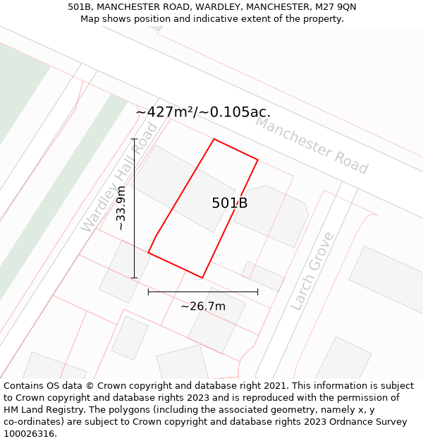 501B, MANCHESTER ROAD, WARDLEY, MANCHESTER, M27 9QN: Plot and title map