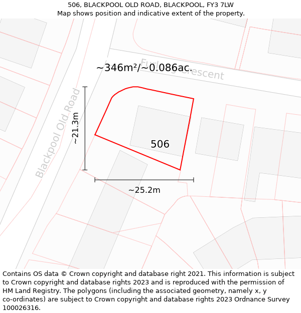 506, BLACKPOOL OLD ROAD, BLACKPOOL, FY3 7LW: Plot and title map