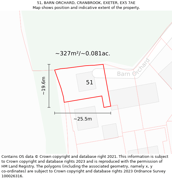 51, BARN ORCHARD, CRANBROOK, EXETER, EX5 7AE: Plot and title map