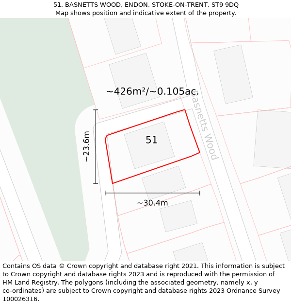 51, BASNETTS WOOD, ENDON, STOKE-ON-TRENT, ST9 9DQ: Plot and title map