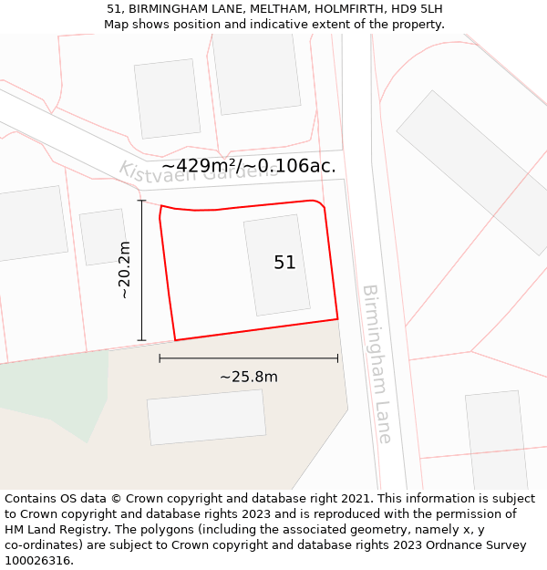 51, BIRMINGHAM LANE, MELTHAM, HOLMFIRTH, HD9 5LH: Plot and title map