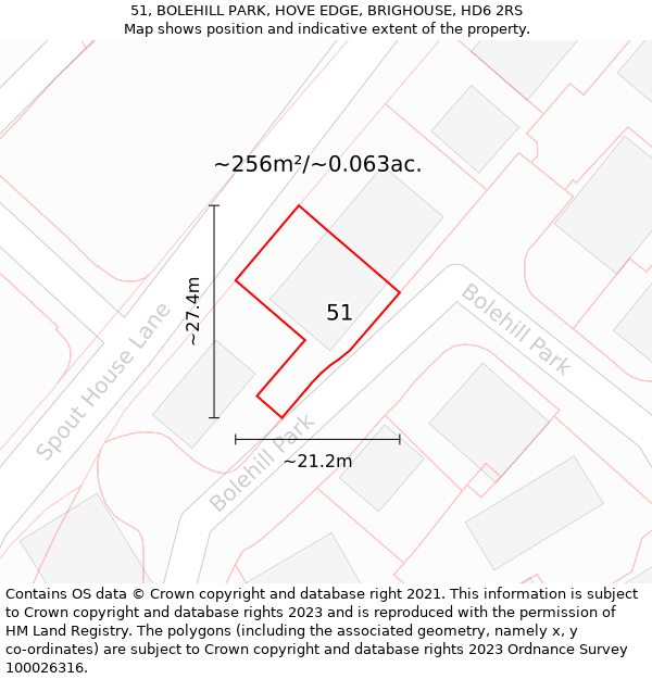 51, BOLEHILL PARK, HOVE EDGE, BRIGHOUSE, HD6 2RS: Plot and title map