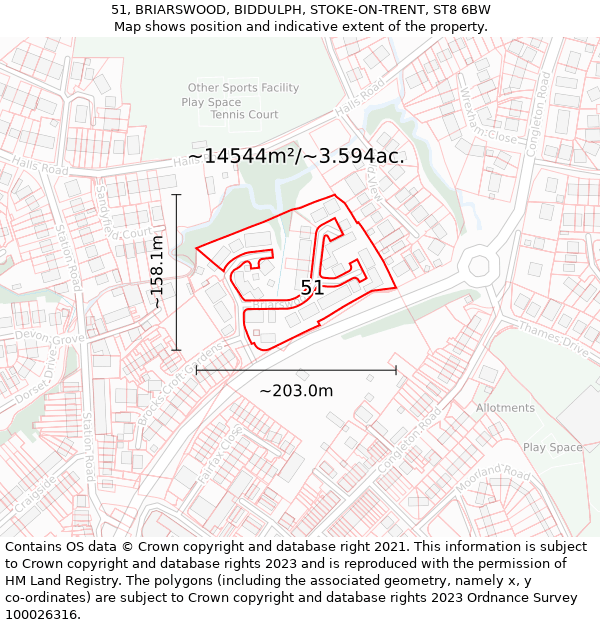 51, BRIARSWOOD, BIDDULPH, STOKE-ON-TRENT, ST8 6BW: Plot and title map