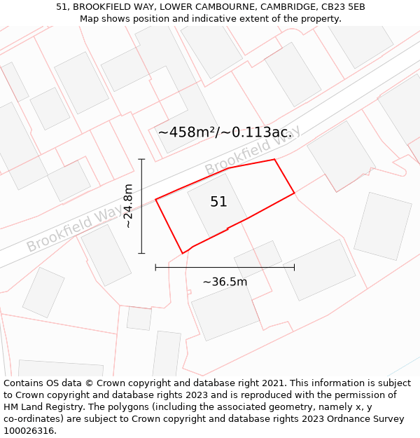 51, BROOKFIELD WAY, LOWER CAMBOURNE, CAMBRIDGE, CB23 5EB: Plot and title map