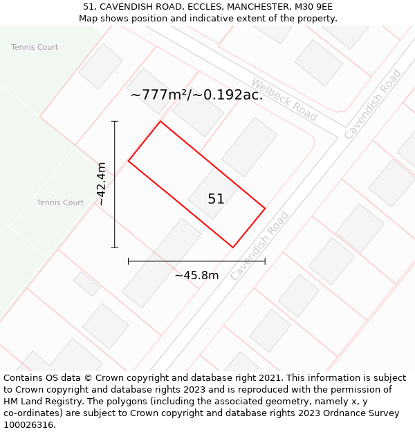 51, CAVENDISH ROAD, ECCLES, MANCHESTER, M30 9EE: Plot and title map