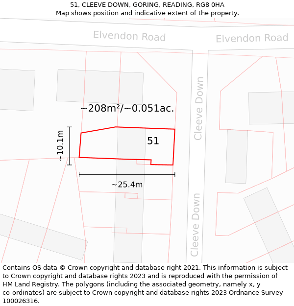 51, CLEEVE DOWN, GORING, READING, RG8 0HA: Plot and title map