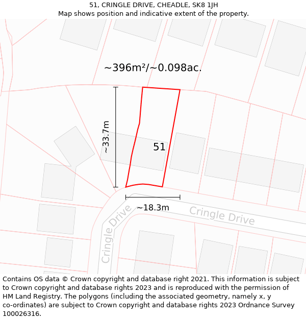 51, CRINGLE DRIVE, CHEADLE, SK8 1JH: Plot and title map