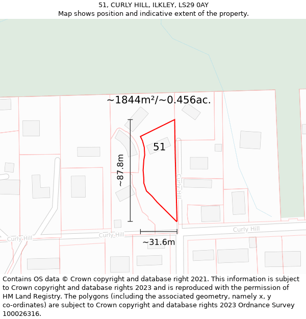 51, CURLY HILL, ILKLEY, LS29 0AY: Plot and title map