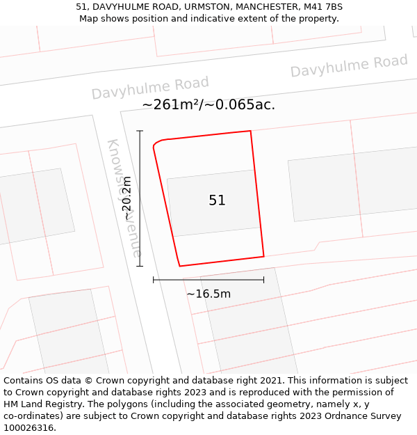 51, DAVYHULME ROAD, URMSTON, MANCHESTER, M41 7BS: Plot and title map