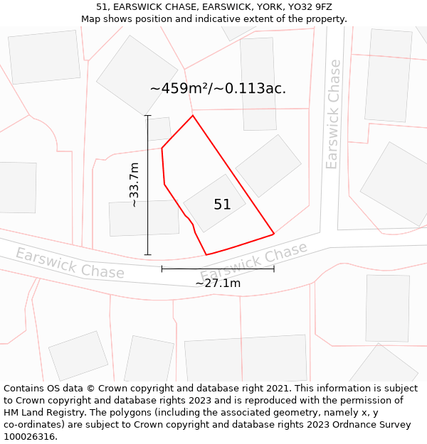 51, EARSWICK CHASE, EARSWICK, YORK, YO32 9FZ: Plot and title map