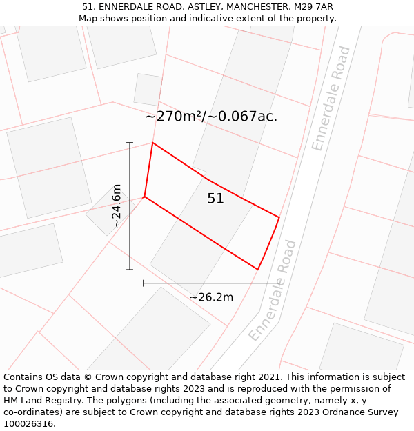 51, ENNERDALE ROAD, ASTLEY, MANCHESTER, M29 7AR: Plot and title map