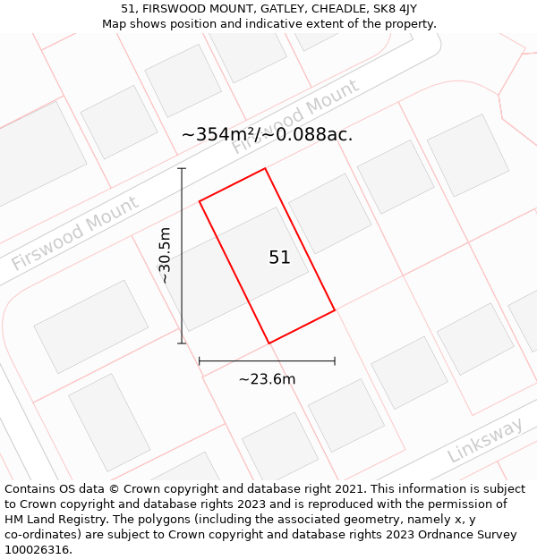 51, FIRSWOOD MOUNT, GATLEY, CHEADLE, SK8 4JY: Plot and title map