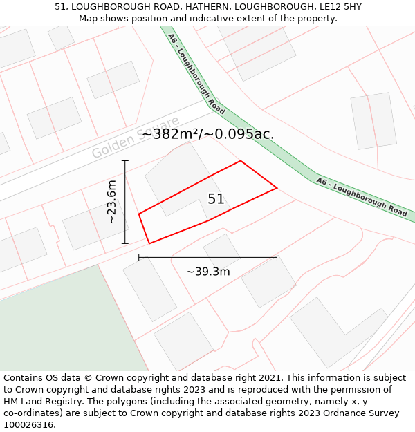 51, LOUGHBOROUGH ROAD, HATHERN, LOUGHBOROUGH, LE12 5HY: Plot and title map