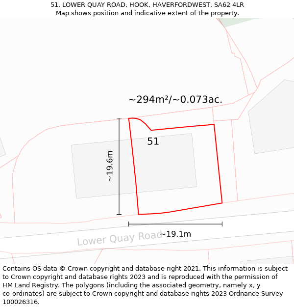 51, LOWER QUAY ROAD, HOOK, HAVERFORDWEST, SA62 4LR: Plot and title map