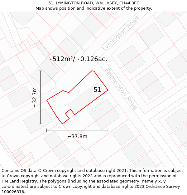 51, LYMINGTON ROAD, WALLASEY, CH44 3EG: Plot and title map