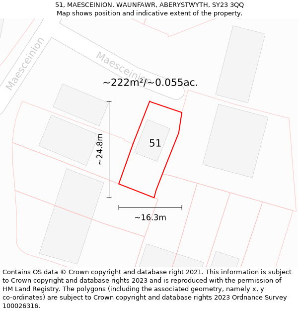 51, MAESCEINION, WAUNFAWR, ABERYSTWYTH, SY23 3QQ: Plot and title map