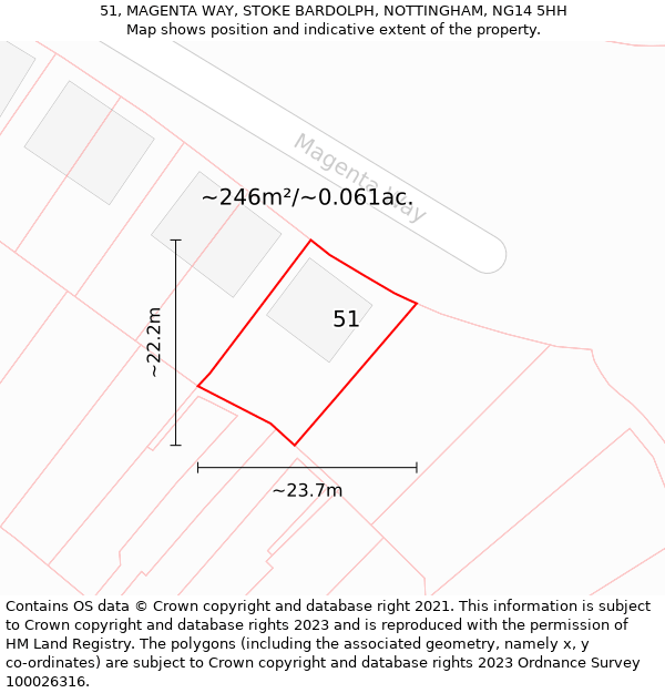 51, MAGENTA WAY, STOKE BARDOLPH, NOTTINGHAM, NG14 5HH: Plot and title map