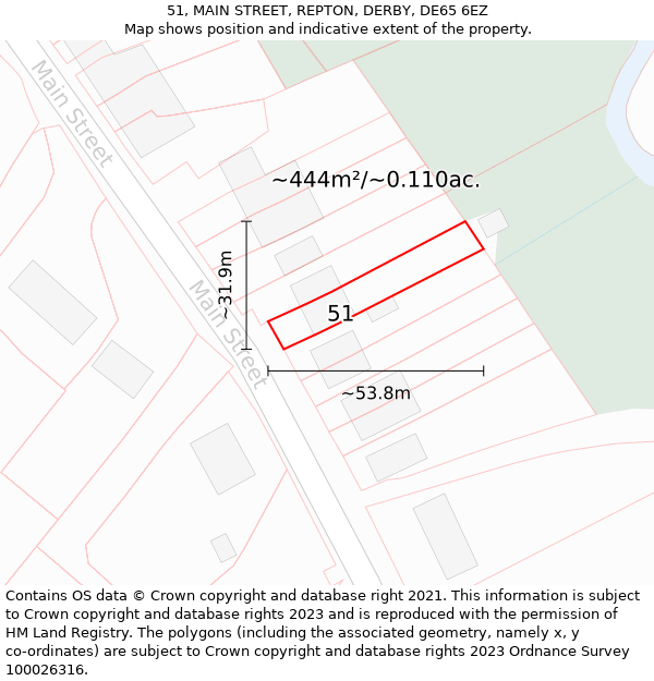 51, MAIN STREET, REPTON, DERBY, DE65 6EZ: Plot and title map