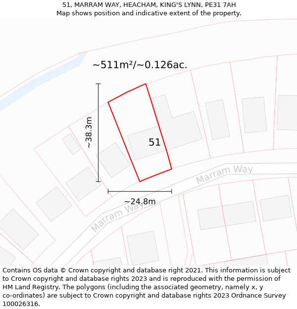 51, MARRAM WAY, HEACHAM, KING'S LYNN, PE31 7AH: Plot and title map