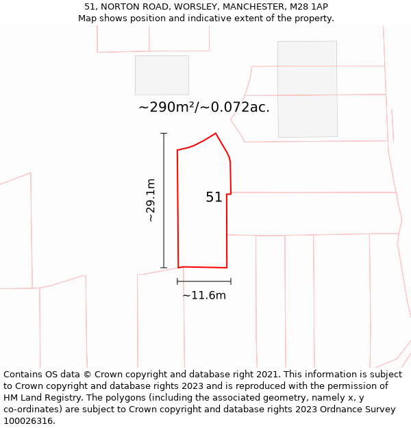 51, NORTON ROAD, WORSLEY, MANCHESTER, M28 1AP: Plot and title map