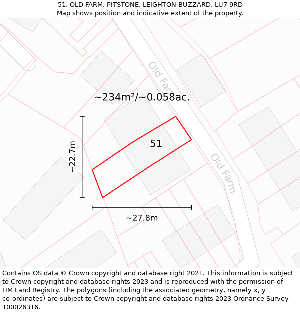 51, OLD FARM, PITSTONE, LEIGHTON BUZZARD, LU7 9RD: Plot and title map