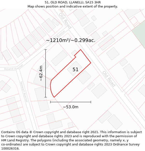 51, OLD ROAD, LLANELLI, SA15 3HR: Plot and title map