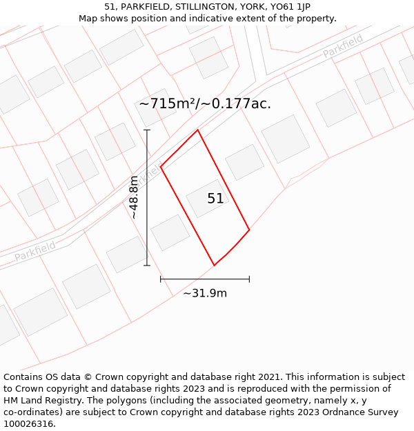 51, PARKFIELD, STILLINGTON, YORK, YO61 1JP: Plot and title map