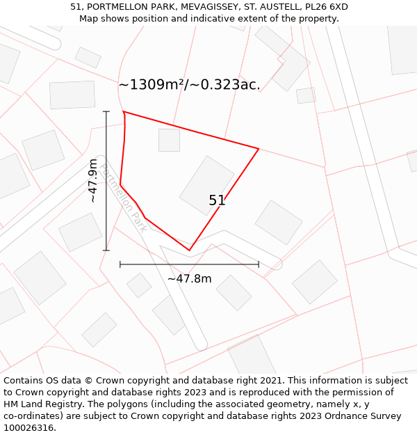 51, PORTMELLON PARK, MEVAGISSEY, ST AUSTELL, PL26 6XD: Plot and title map