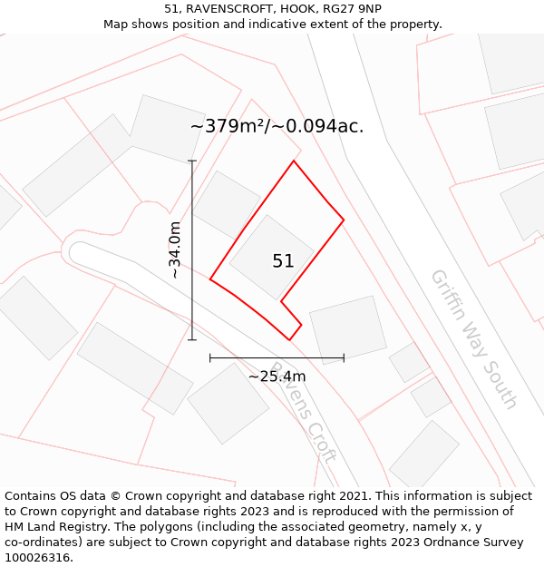 51, RAVENSCROFT, HOOK, RG27 9NP: Plot and title map