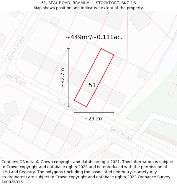 51, SEAL ROAD, BRAMHALL, STOCKPORT, SK7 2JS: Plot and title map