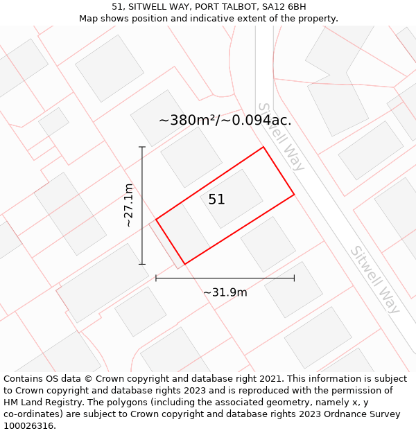 51, SITWELL WAY, PORT TALBOT, SA12 6BH: Plot and title map