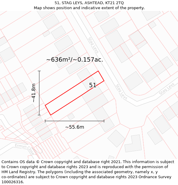 51, STAG LEYS, ASHTEAD, KT21 2TQ: Plot and title map