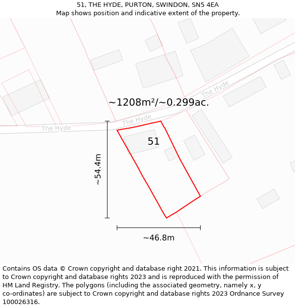 51, THE HYDE, PURTON, SWINDON, SN5 4EA: Plot and title map