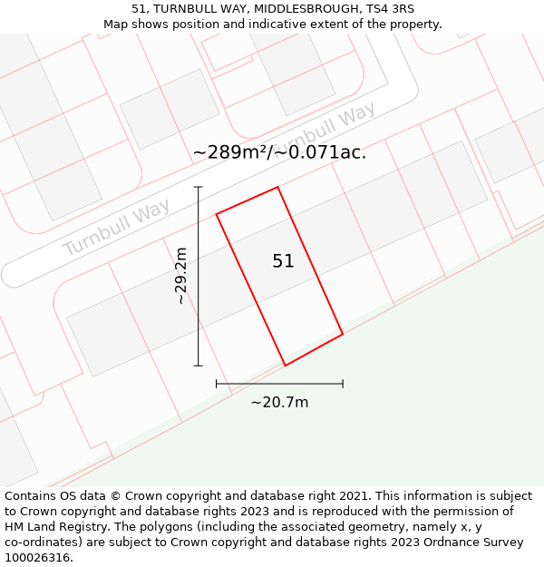 51, TURNBULL WAY, MIDDLESBROUGH, TS4 3RS: Plot and title map