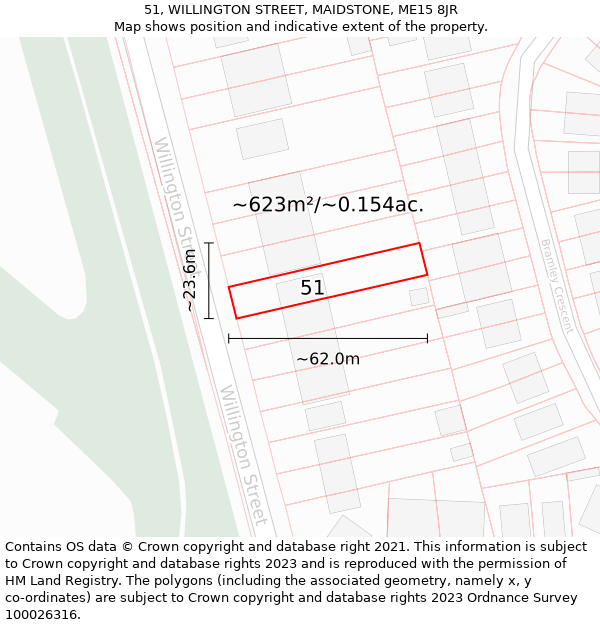 51, WILLINGTON STREET, MAIDSTONE, ME15 8JR: Plot and title map