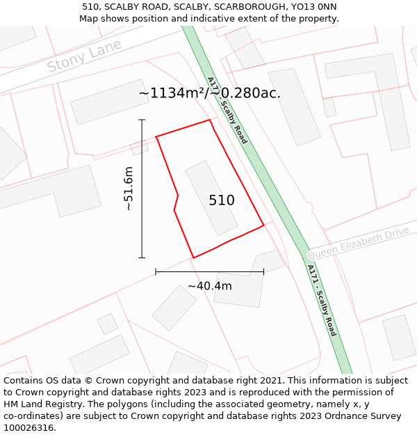 510, SCALBY ROAD, SCALBY, SCARBOROUGH, YO13 0NN: Plot and title map