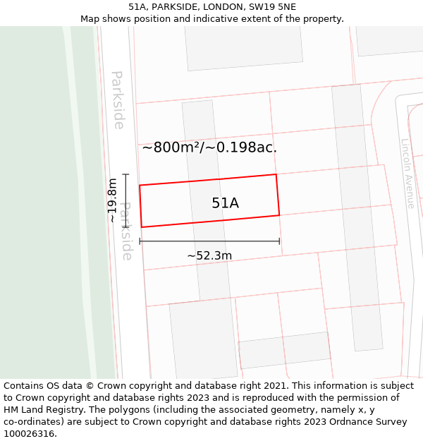 51A, PARKSIDE, LONDON, SW19 5NE: Plot and title map