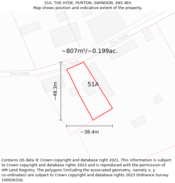 51A, THE HYDE, PURTON, SWINDON, SN5 4EA: Plot and title map