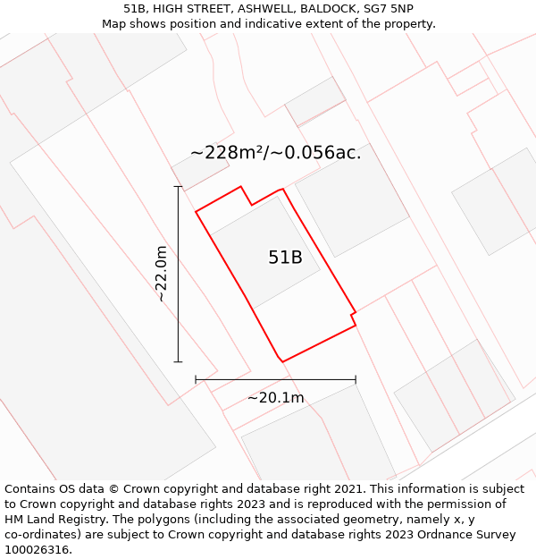 51B, HIGH STREET, ASHWELL, BALDOCK, SG7 5NP: Plot and title map