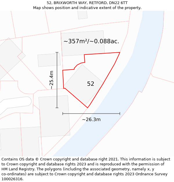 52, BRIXWORTH WAY, RETFORD, DN22 6TT: Plot and title map