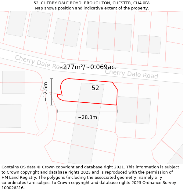 52, CHERRY DALE ROAD, BROUGHTON, CHESTER, CH4 0FA: Plot and title map