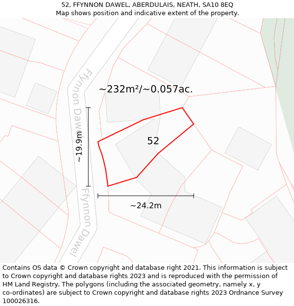 52, FFYNNON DAWEL, ABERDULAIS, NEATH, SA10 8EQ: Plot and title map