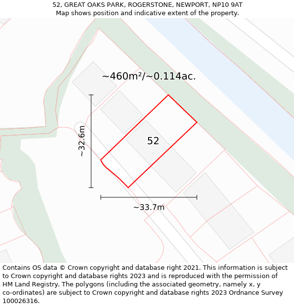 52, GREAT OAKS PARK, ROGERSTONE, NEWPORT, NP10 9AT: Plot and title map