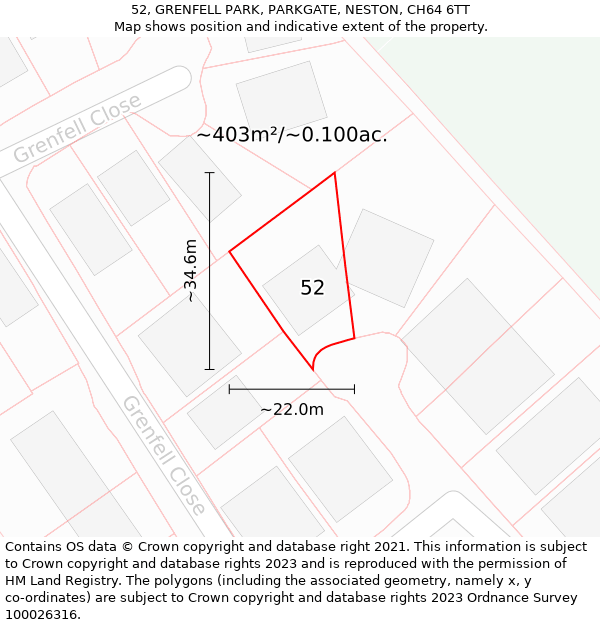 52, GRENFELL PARK, PARKGATE, NESTON, CH64 6TT: Plot and title map