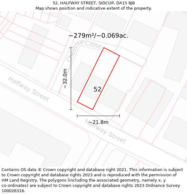 52, HALFWAY STREET, SIDCUP, DA15 8JB: Plot and title map